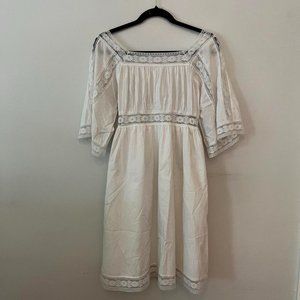 gorgeous white cottagecore mini dress with lace detail